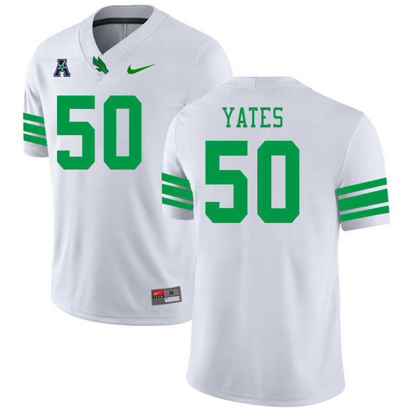 #50 Caden Yates North Texas Mean Green College Football Jerseys Stitched-White